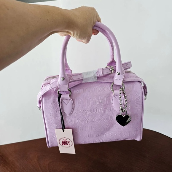 Juicy By Juicy Couture Monogrammed chain my Heart satchel Orchid Bouquet - Picture 2 of 10